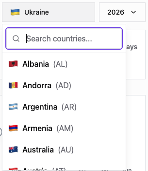 Fast country and year switching